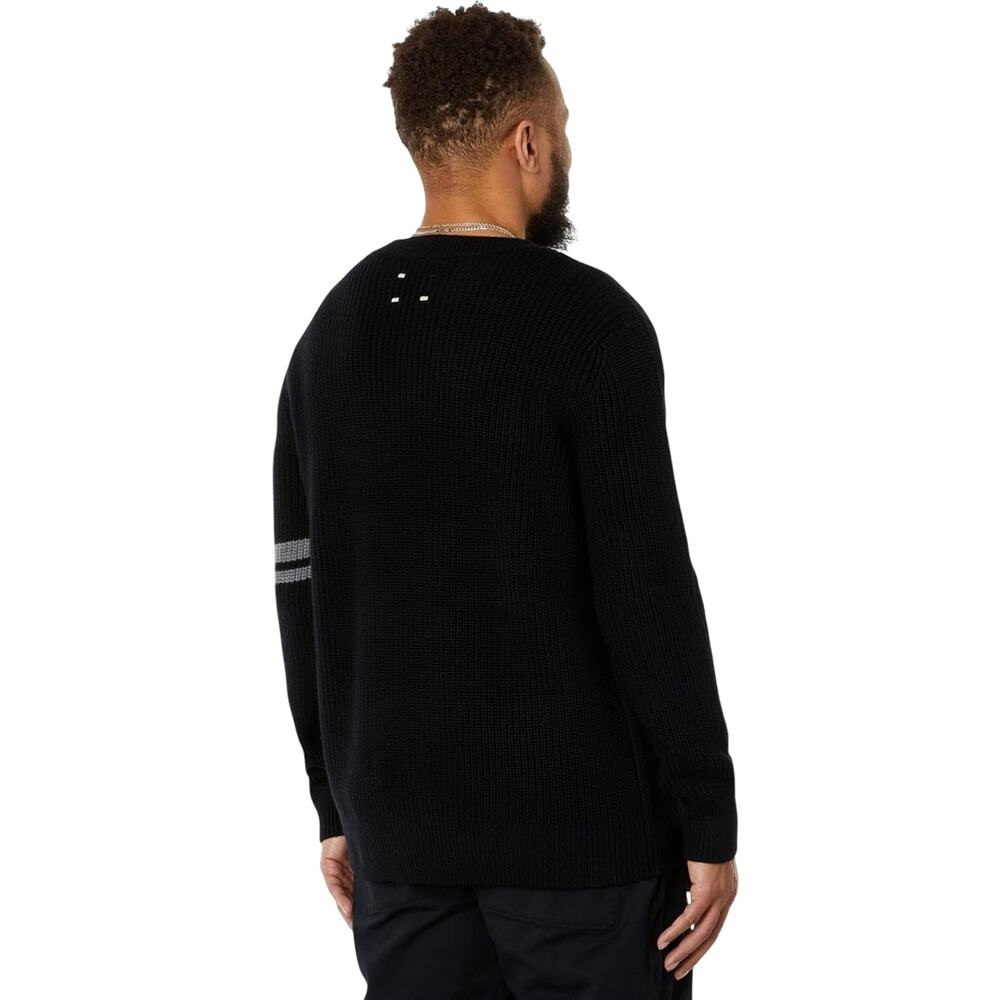 LABEL Men's Go-To Sweater XS Black Grey Merino Wool Knit Crewneck Pullover NWT - Picture 3 of 9
